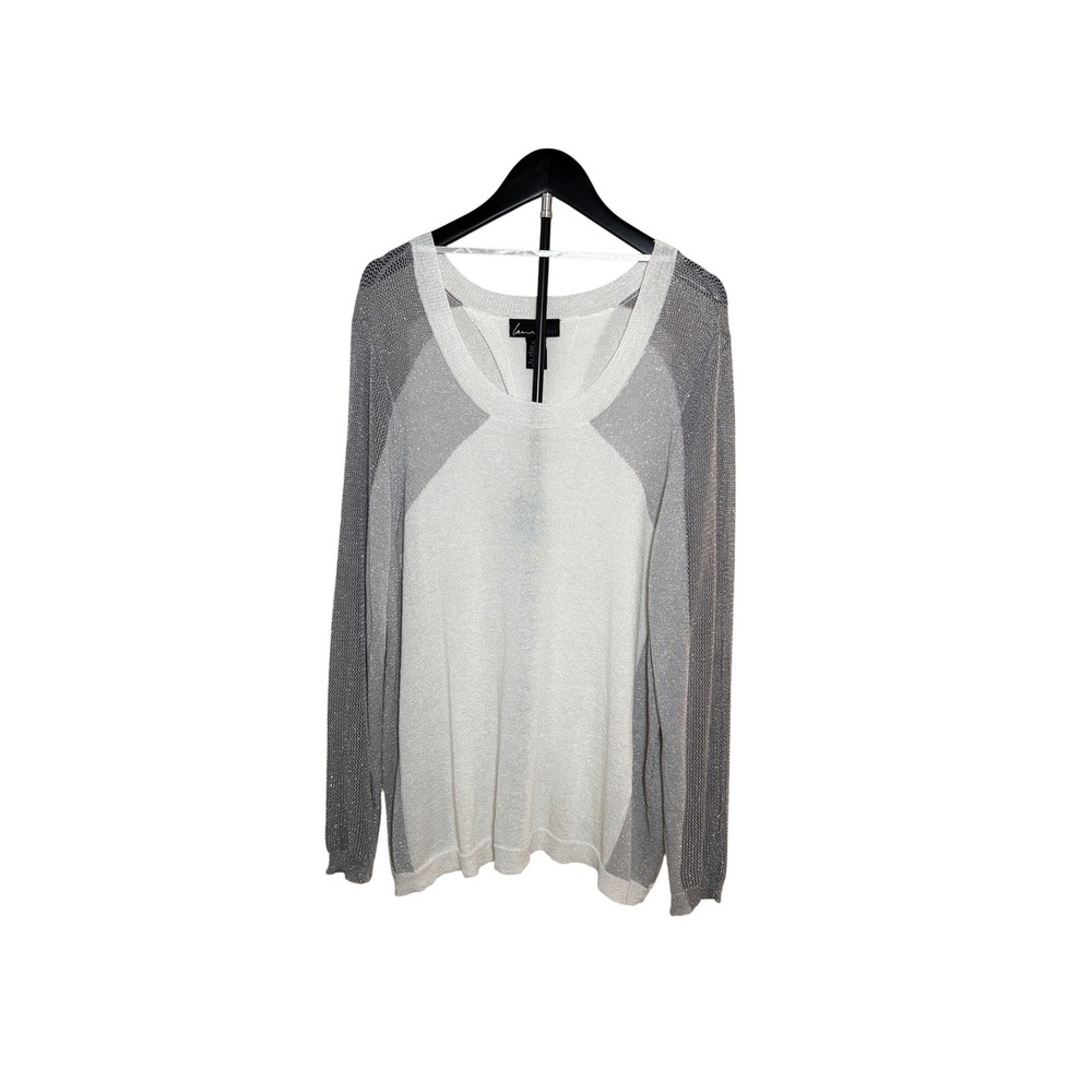 Lane Bryant Colorblock Splitback Sweater 22/24 – Metallic Knit Gray Long Sleeve